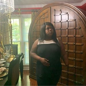 Sleeveless Cream and Black Blouse